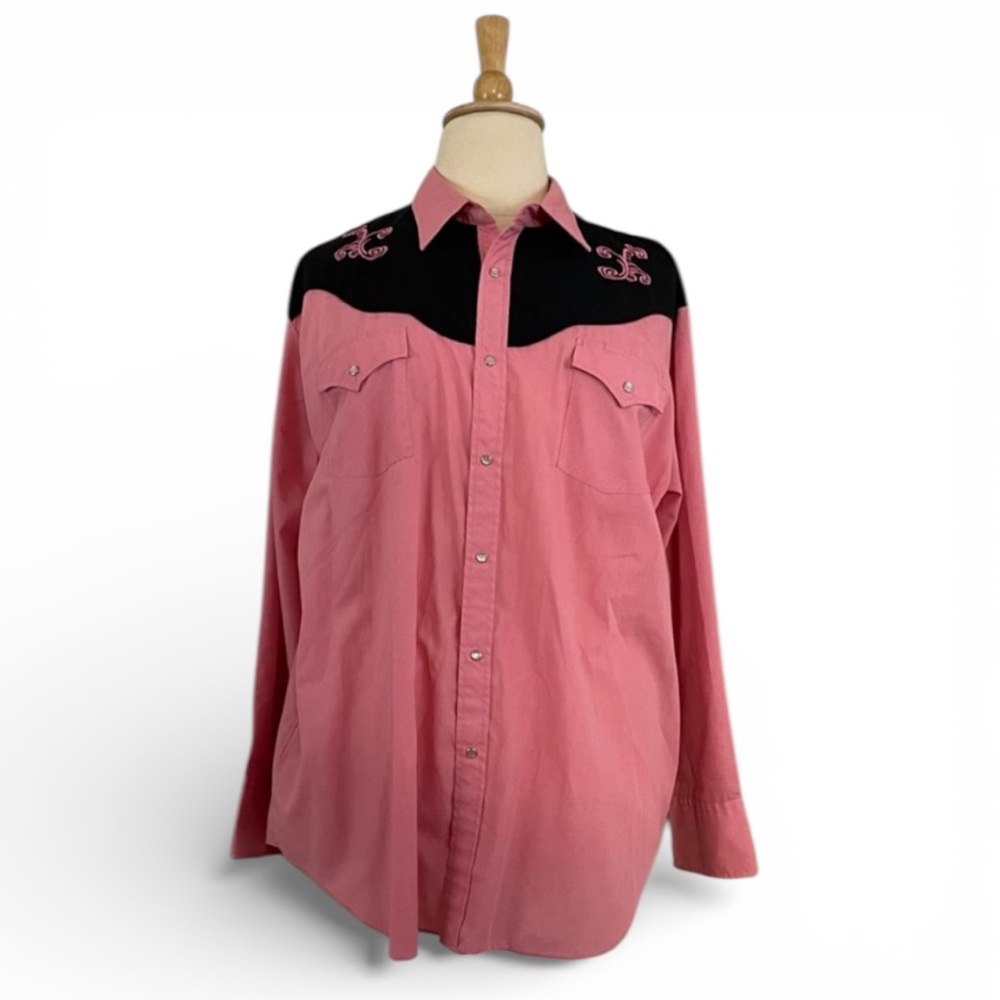 Vintage 90’s Western Shirt Women’s XXL Embroidered‎ Pearl Snap Long Sleeve